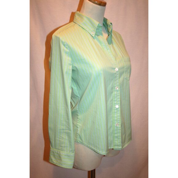 THEORY Lime Green & Blue Stripe Shirt Small - Picture 3 of 8